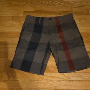 Burberry Men's Plaid Shorts - Brown and Red